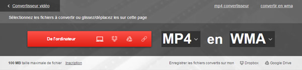 Convertir MP4 en WMA sur Convertio