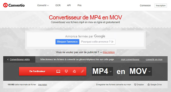 Convertir MP4 en MOV en ligne