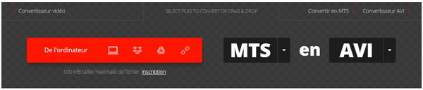 Convertir le fichier MTS en ligne
