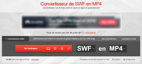 Convertio - Convertisseur de SWF en MP4