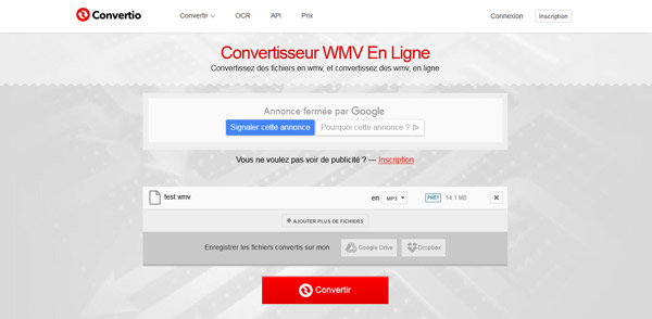 Convertir le fichier WMV en MP3