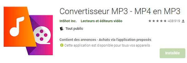 Convertisseur MP3 - MP4 en MP3 (Android)