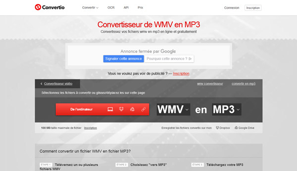 Allez sur le site de convertisseur WMV en ligne