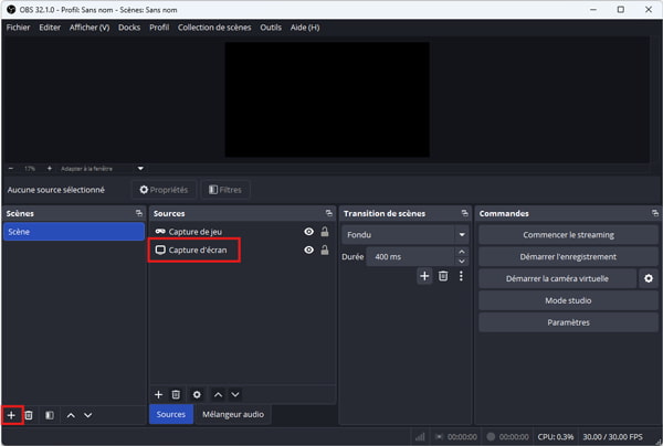Créer un scénario et une source