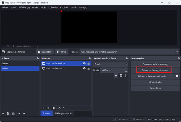 Démarrer l'enregistrement