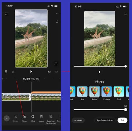 Filtres et ajustements visuels