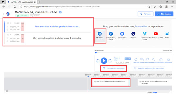 Formater des sous-titres avec Happyscribe