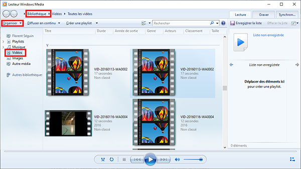 Gérer les fichiers dans Windows Média Player