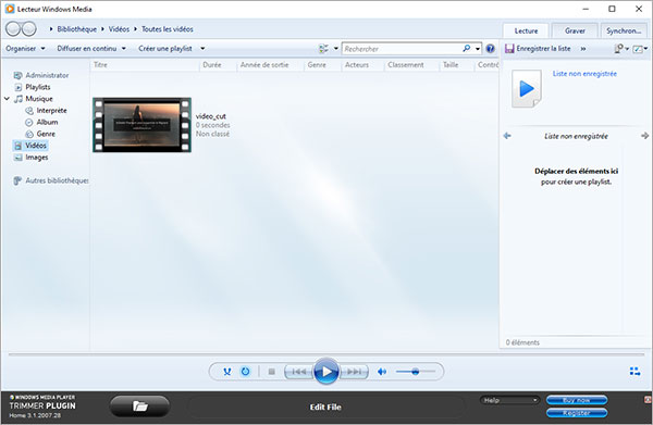 Installer le plug-in dans Windows Media Player