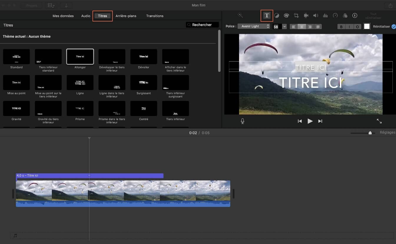 Mettre des sous-titres sur iMovie