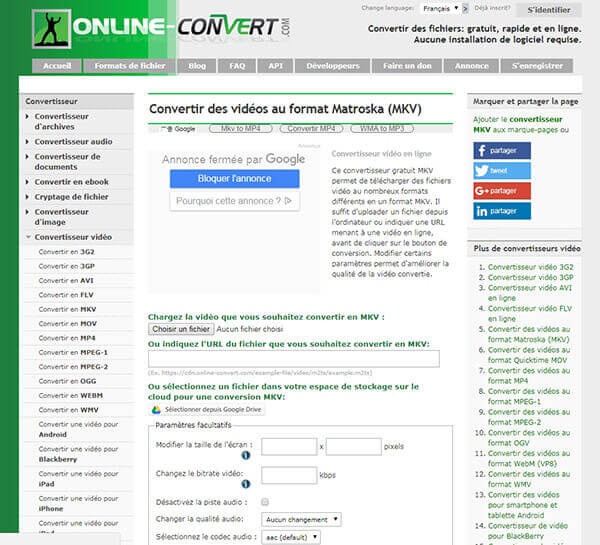 Convertir MP4 en MKV en ligne