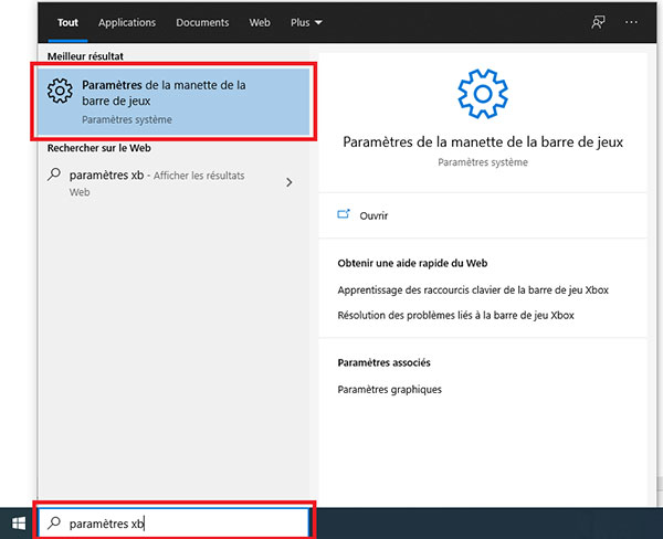 Paramètres Xbox