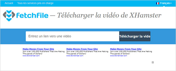 Télécharger une vidéo xHamster en ligne avec Fetchfile XHamster Downloader