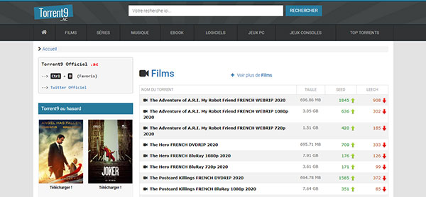 Ouvrir le site Torrent9