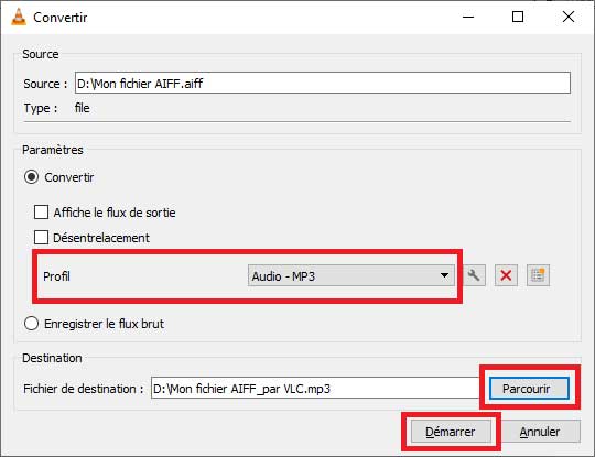 Convertir AIFF en MP3 avec VLC