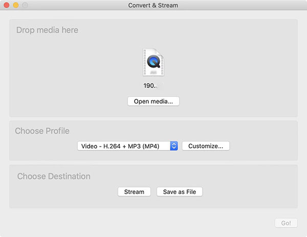 L'option de conversion de VLC sur Mac