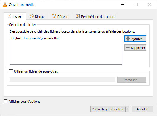 Ajouter un fichier FLAC