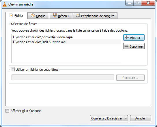Ajouter des fichiers MP4 dans VLC
