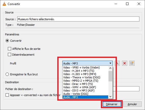 Convertir des fichiers en audio