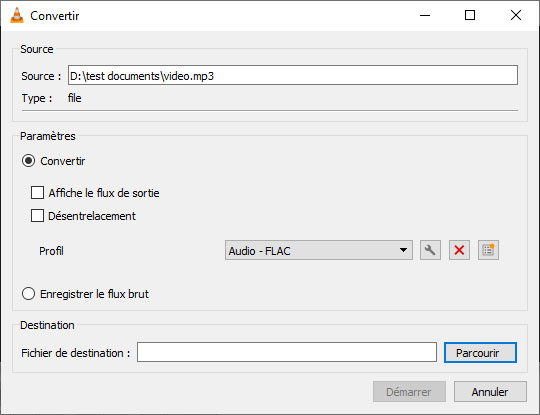 Convertir un fichier MP3 en FLAC avec VLC