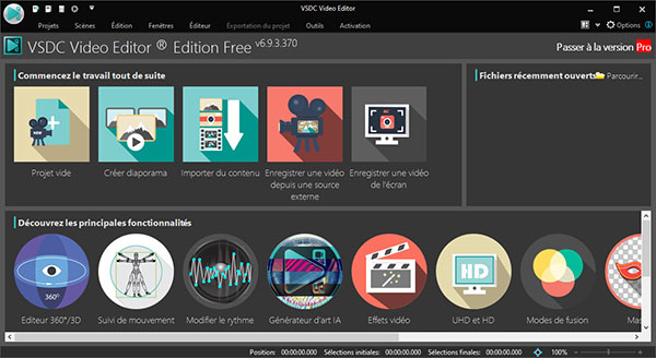 L'interface de VSDC Free Video Editor