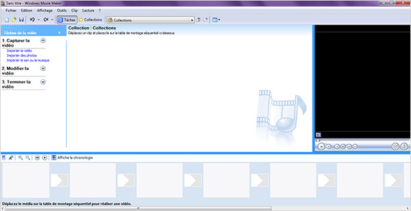 L'interface de Windows Movie Maker