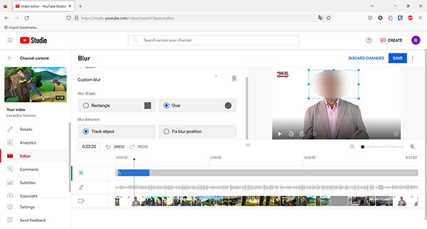 YouTube Video Editor Flouter une vidéo
