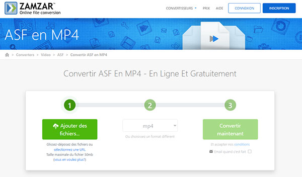 Convertir ASF en MP4 avec Zamar