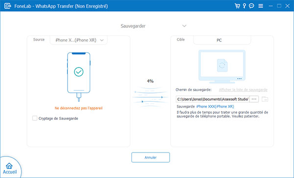 Sauvegarder Whatsapp iPhone vers PC