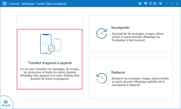 Sélectionner Transfert d'appareil à appareil