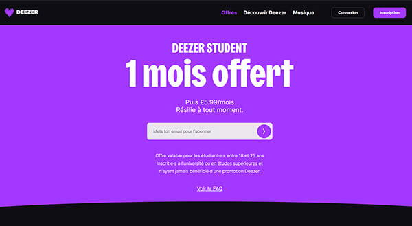 Bénéficier de l’offre étudiante de Deezer