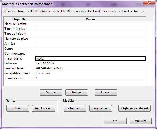 Modifier les paramètres de sortie