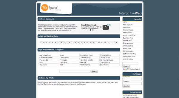 Alternative à MP3Skull - 7th space music site